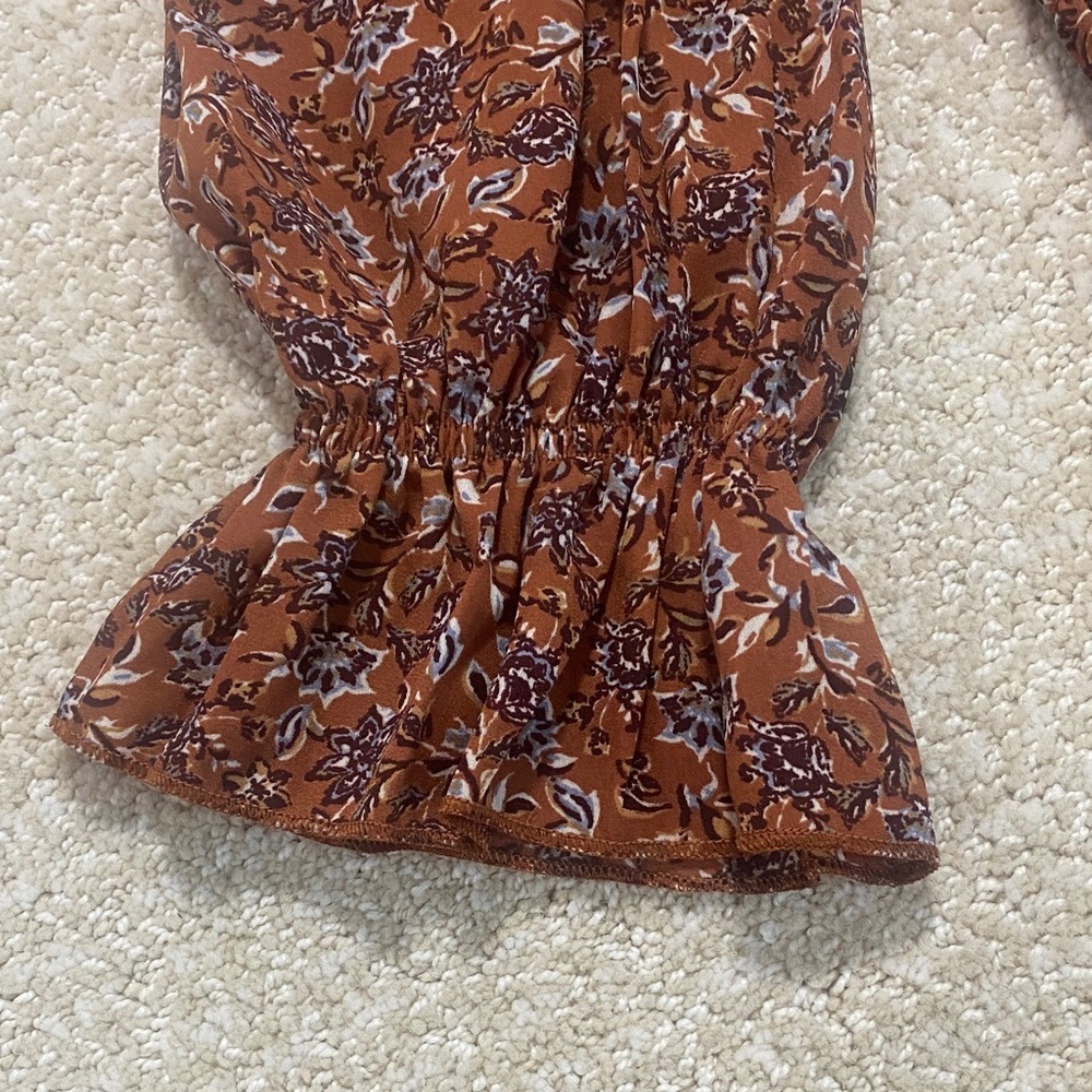 I.N. San Francisco Floral Smocked Top in Brown - Picture 13 of 15